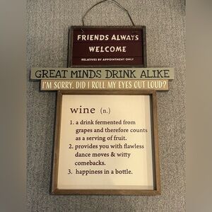 Home Decoration Wooden Signs set of 4 Wine Friends